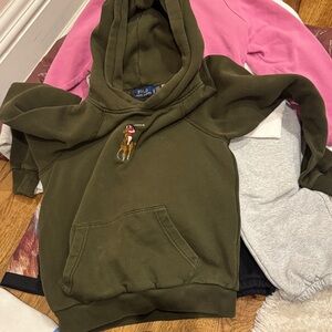 Polo by Ralph Lauren Olive Green Kids Hoodie with Embroidered Polo Pony